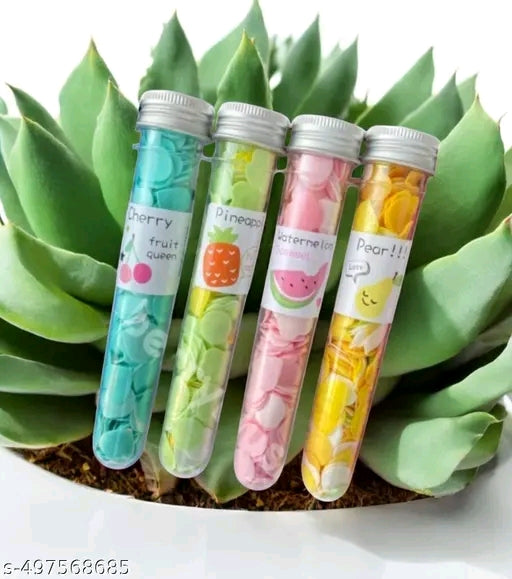 Travel Test Tube Flower Shape Paper Soap Sheets - Assorted Multicolor Fruity Portable Hygiene Pack of 2 Tubes