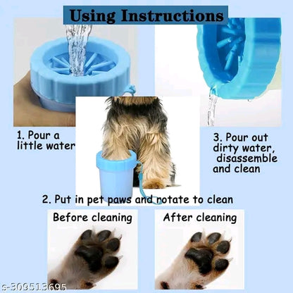 Portable Dog Paw Cleaner Cup - Blue Silicone Reusable Paw Washer for Small Medium Dogs & Cats with Soft Bristles