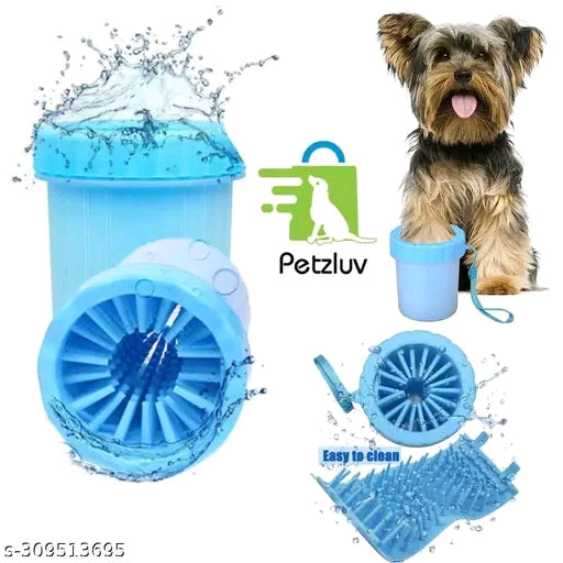 Portable Dog Paw Cleaner Cup - Blue Silicone Reusable Paw Washer for Small Medium Dogs & Cats with Soft Bristles